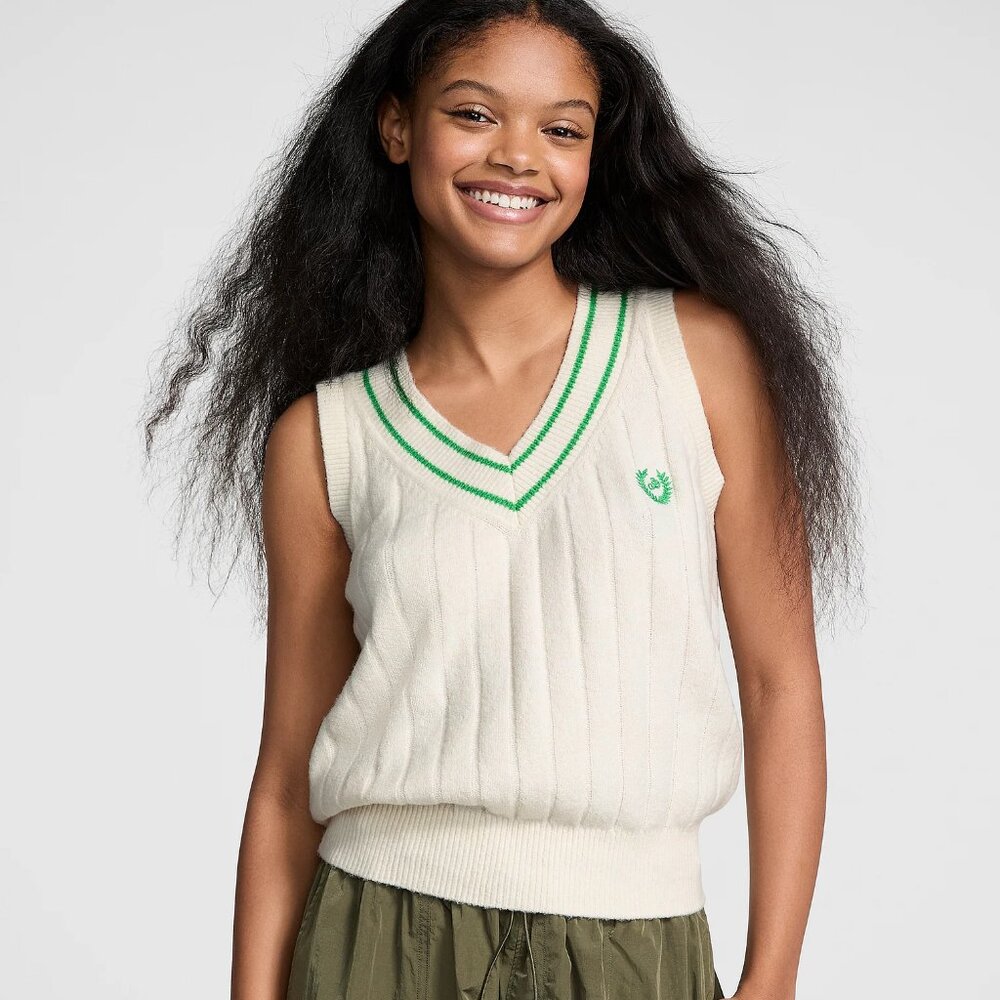PINK x Victoria's Secret Collegiate Knit Sweater Vest Large NWT